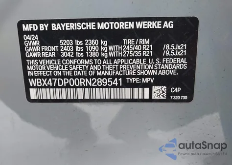 2024 BMW X3 Sdrive30I from USA, damaged, VIN WBX47DP00RN289541